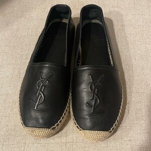 Yves Saint Laurent Logo-embossed leather espadrilles